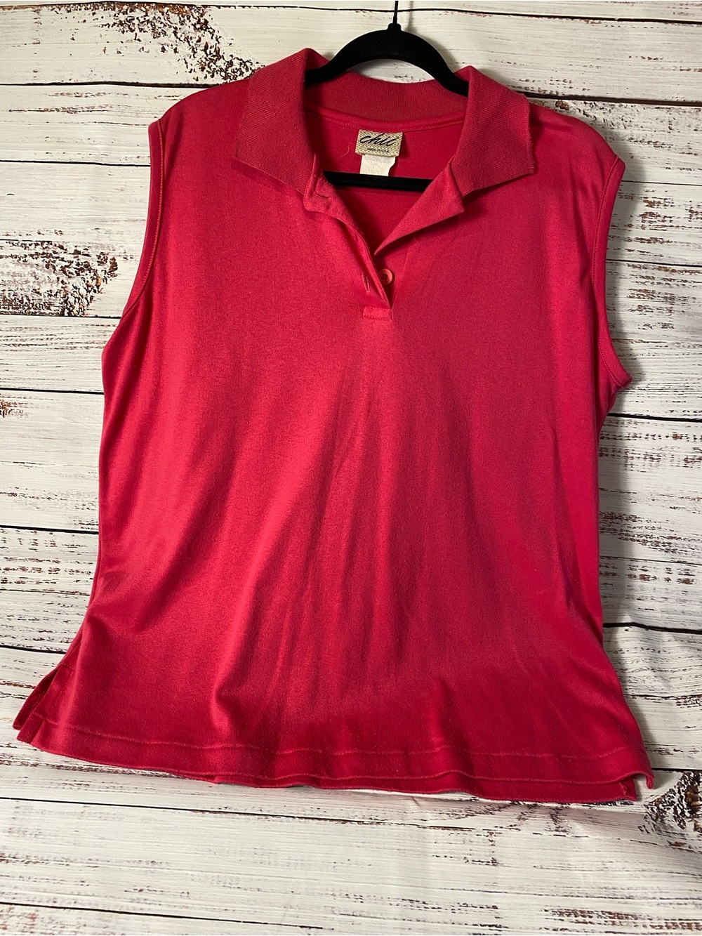 chic Sleeveless Polo Tank in Hot Pink Sz-L-XL